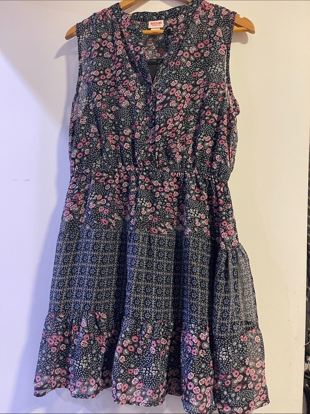 Mossimo Supply Co. Navy Dress with Pink Floral Print